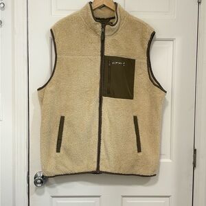 Hurley K2 Adventure Mens Sherpa Vest Tan/Brown Outdoor Fleece Outerwear Cozy NWT